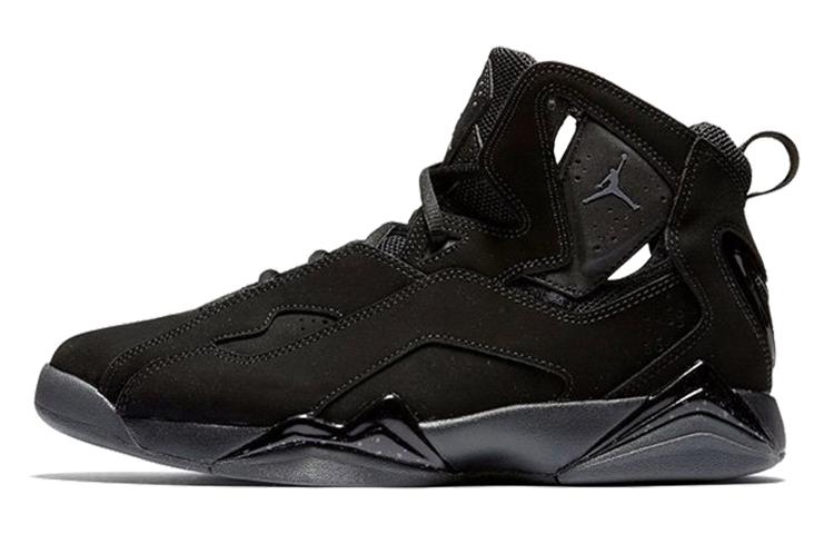Jordan Air Jordan 7 True Flight Кожаные Износостойкие Дышащие Высокие Детские Баскетбольные Кроссовки Черные 343795-013 36.5