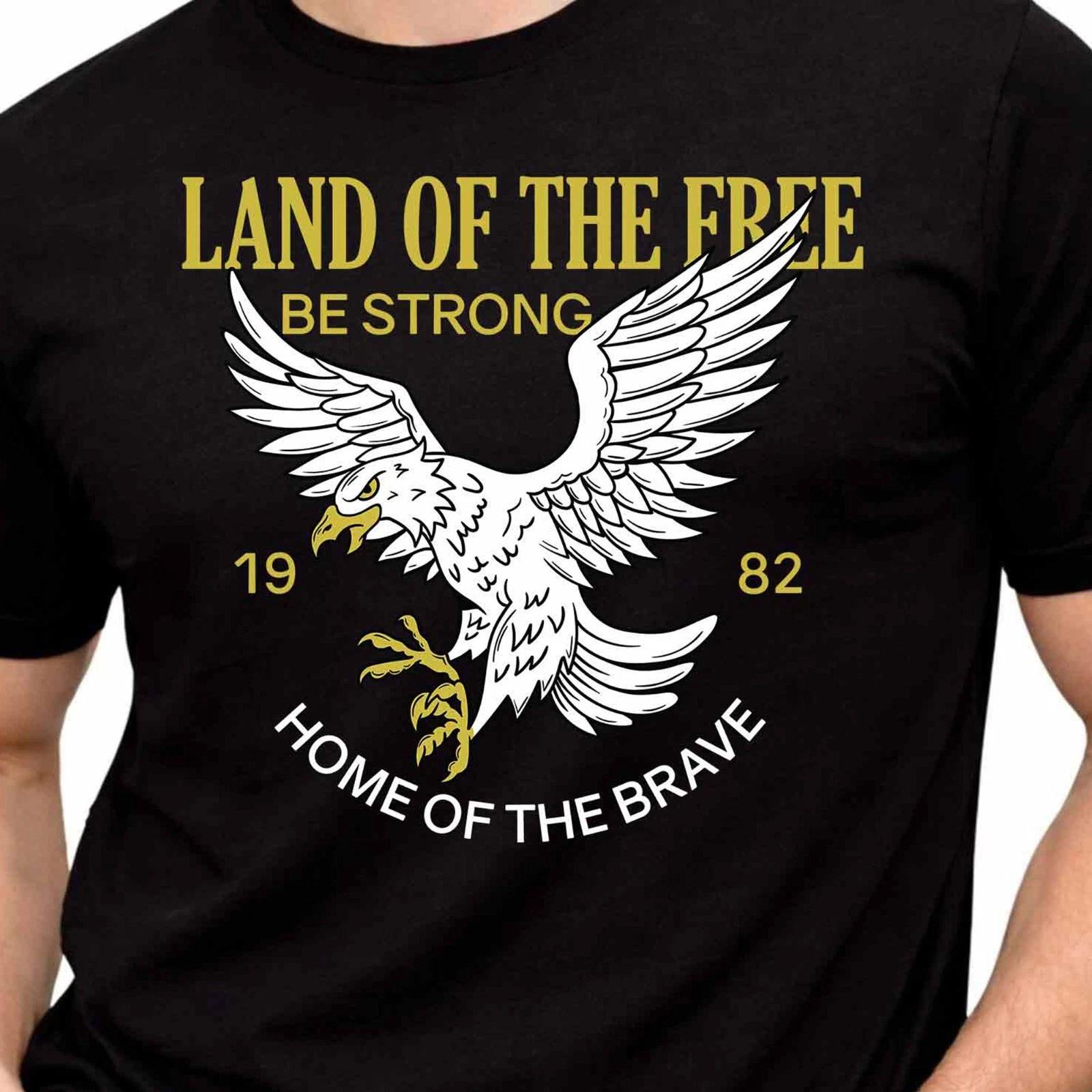 Land Of The Free T-Shirt Eagle Biker Graphic Tee Home Of The Brave Motorcycle XXL