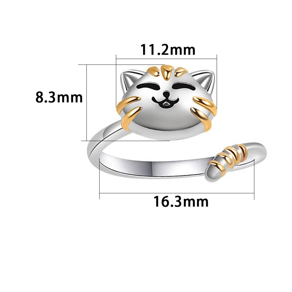 Durable Adjustable Fidget Spinner Rings Cute Cartoon Gold Silver Cat Kitten Rings Animal Open Rotate Freely Ring Girlfriends