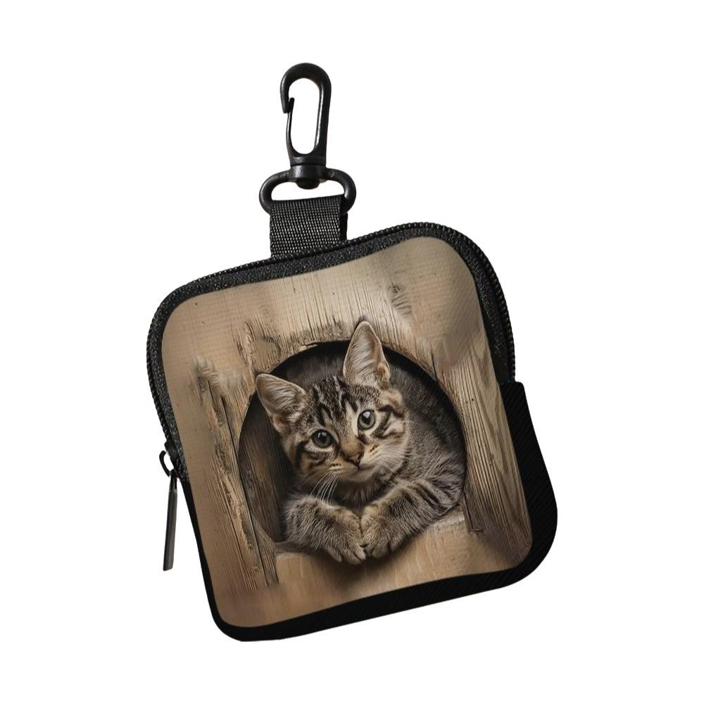 NEW Mini Cute Cat Coin Purse Water-resistant Lightweight Zippered Wallet PVC Portable Earphone Bag Friends Gift