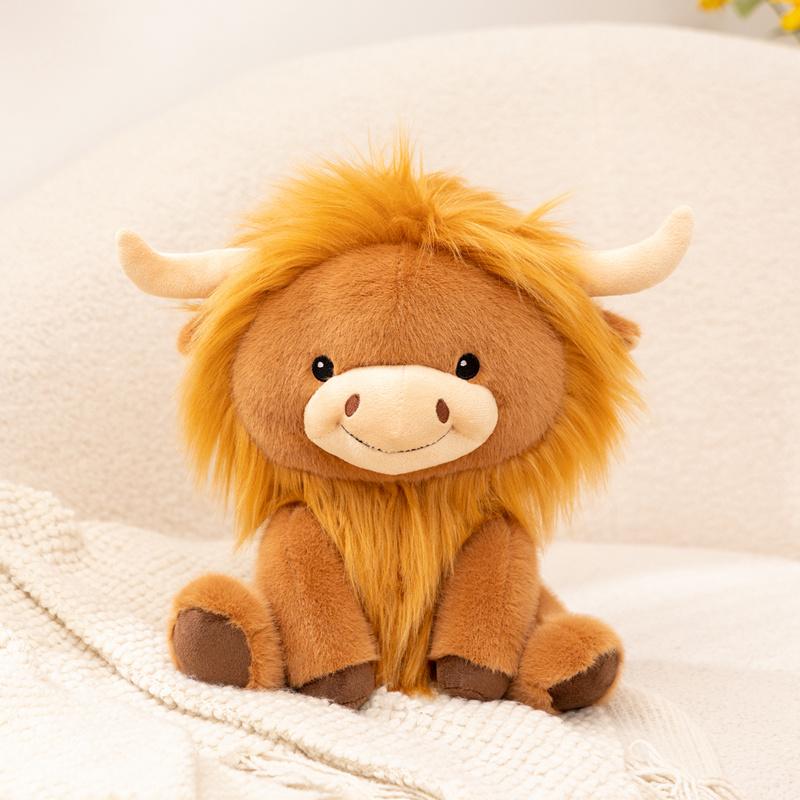 Kawaii Yak Plush Cute Toy Doll Fuzzy Highland Cattle Soft Stuffed Pillow For Animal Lovers Present