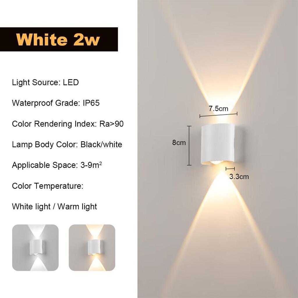 Wall Lamp 2w 4w 6w 8w Exterior Black Waterproof External Outdoor Lamps 110v/220v Led White Wall Mounted Up Down Light Warm White