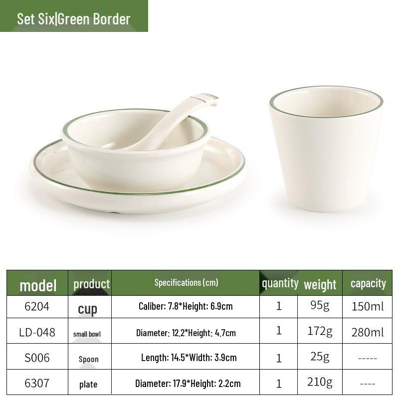 Melamine Four-Piece Table Set: Imitation Porcelain Plastic Bowls & Plates for Restaurants and Hotels