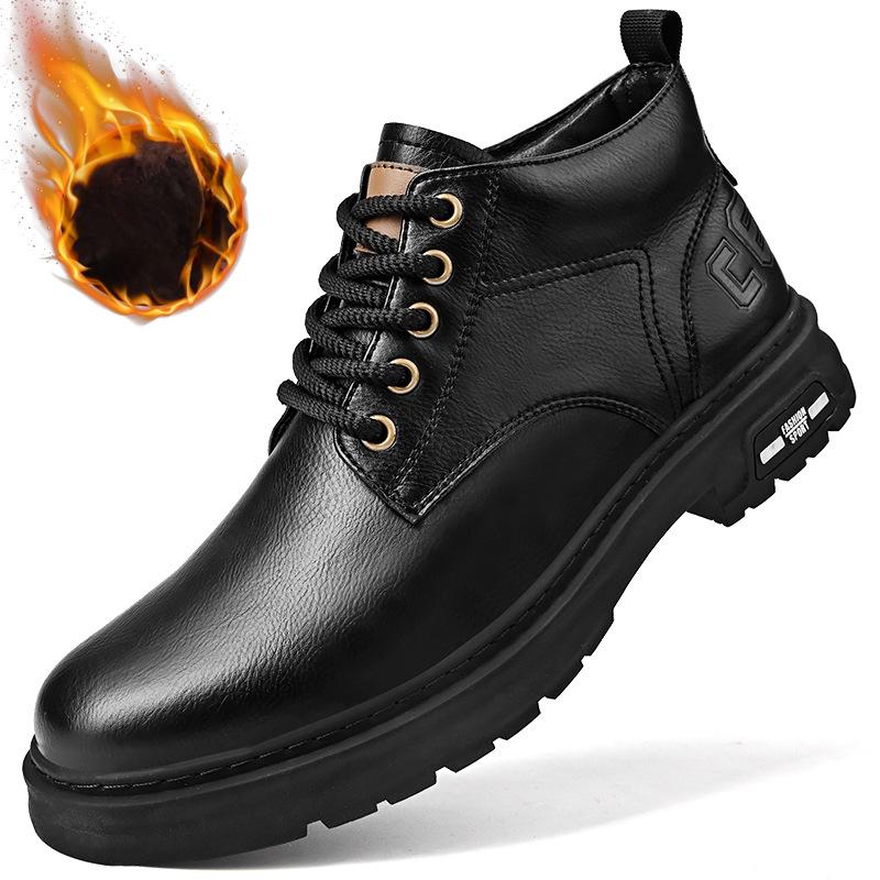 

Мужская осенне-зимняя новая повседневная кожаная обувь в британском стиле, зимние байкерские кожаные ботинки в стиле ретро 43