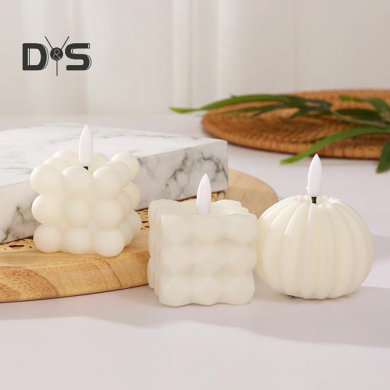 Magic Bubble Candle Light Battery Operated Flickering Flameless LED Square Pumpkin Fake Candle for Festival Party Atmosphere