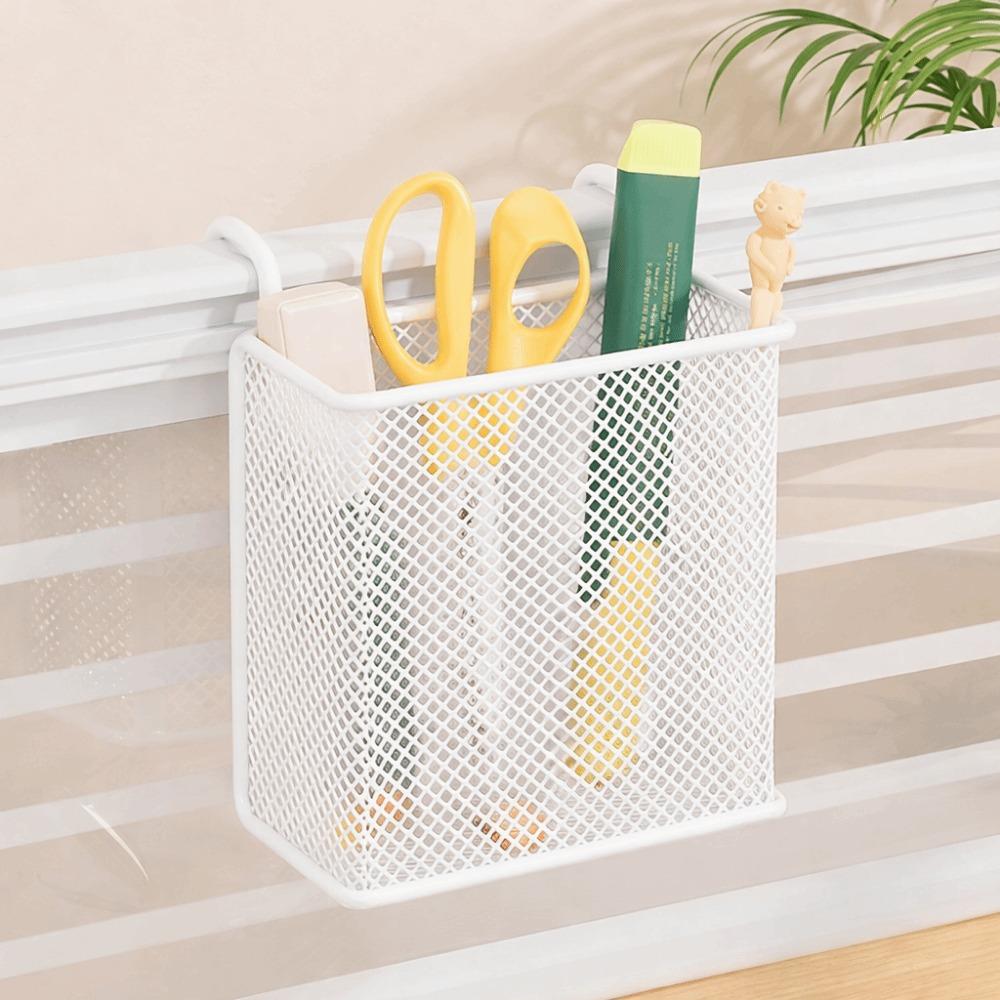 Wall Mounted Metal Hanging Basket Space Saving Stationery Storage Box Pen Holder  Home