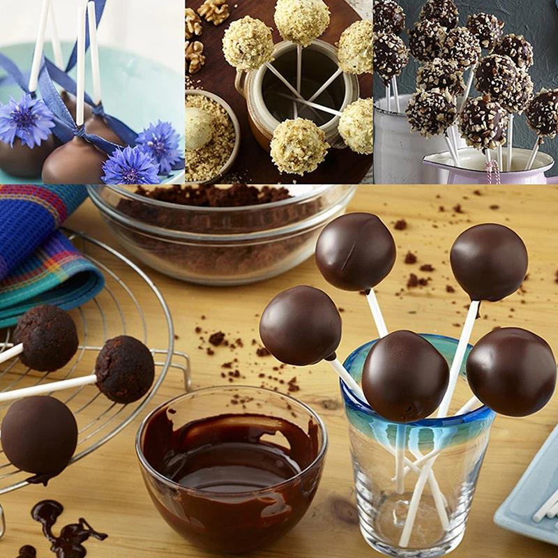 100 Pezzi Bastoncini di Plastica per Lecca-lecca Anima Vuota Bianchi Per Feste Ristorazione Cioccolato Caramelle Zucchero Bastoncini per Lecca-lecca Bastoncino per Cake Pop