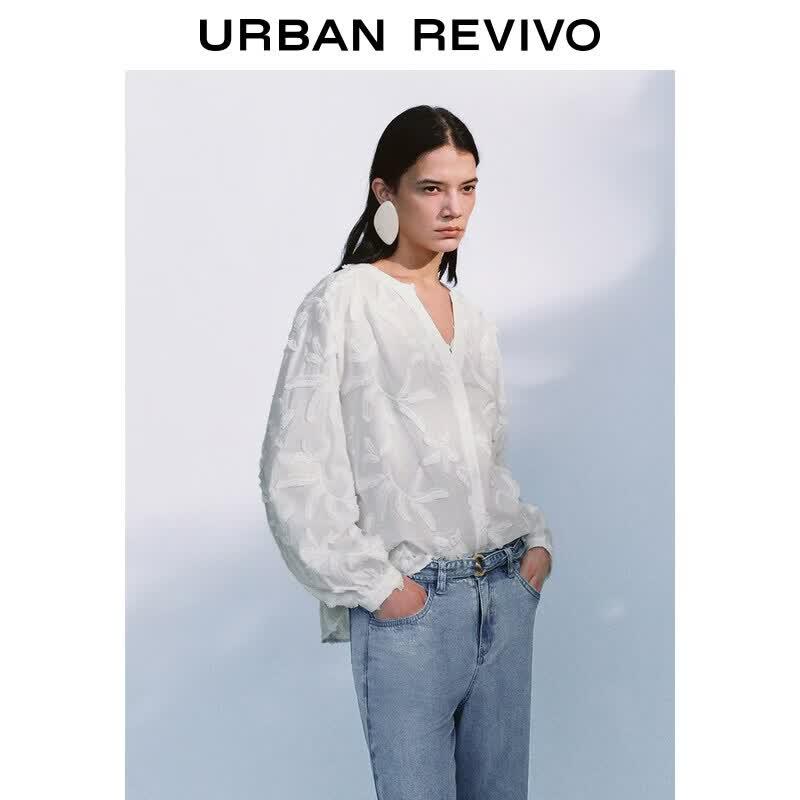 UR Autumn Women's 3D Jacquard Open-Front Shirt