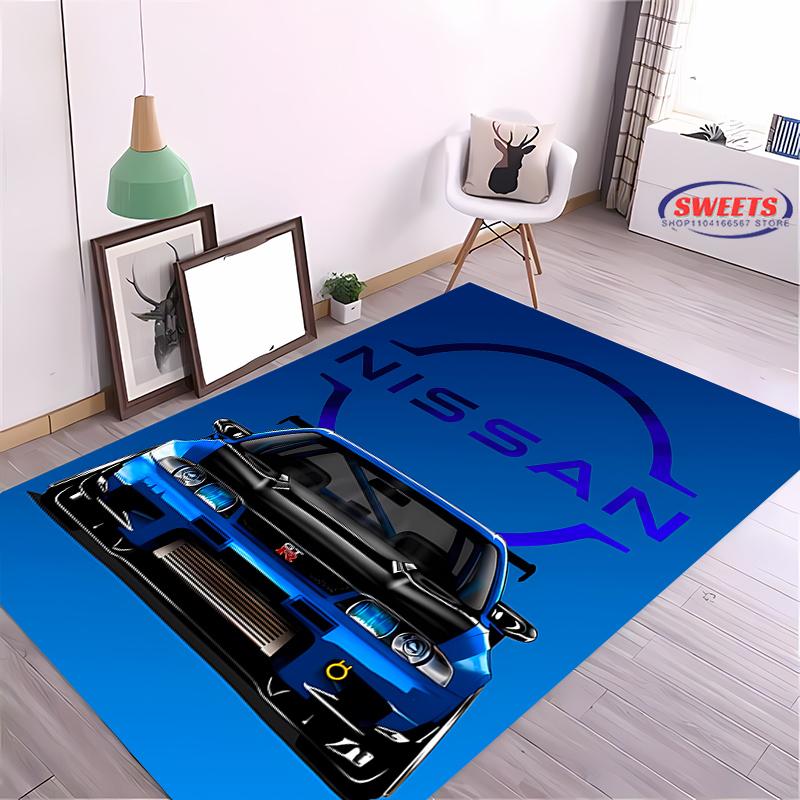 Retro GTR Racing Car Carpet, Living Room and Bedroom Household Items, Children's Room Sofa Mat,Doormat Floor Anti-slip Rug Gift
