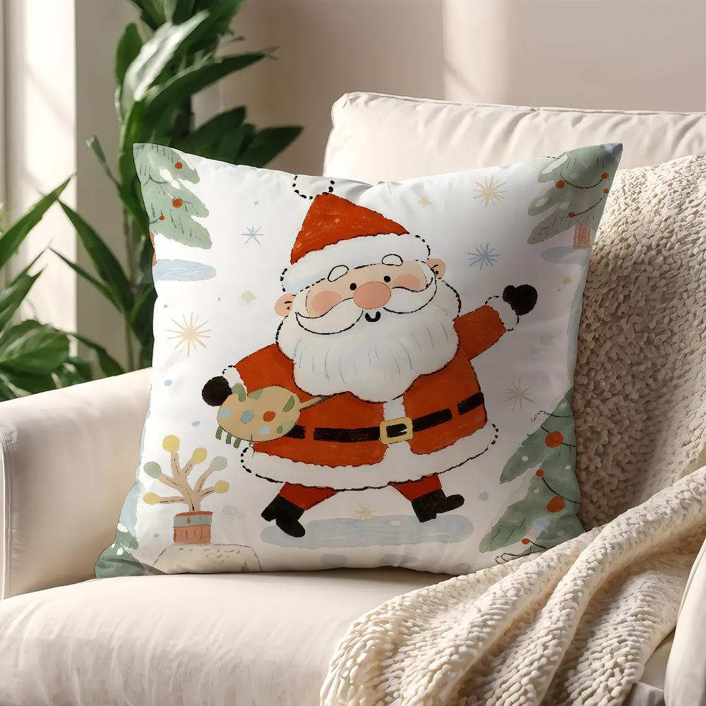 Merry Christmas Santa Claus Cushion Cover For Pillow Printing Sofa Decoration Home Car Room Coffee Shop Office Nordic Simplicity