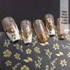 Magic Mirror Powder & Geometric Nail Stickers - 3D Waterproof Japanese Style with Gold Foil Rose Decorations