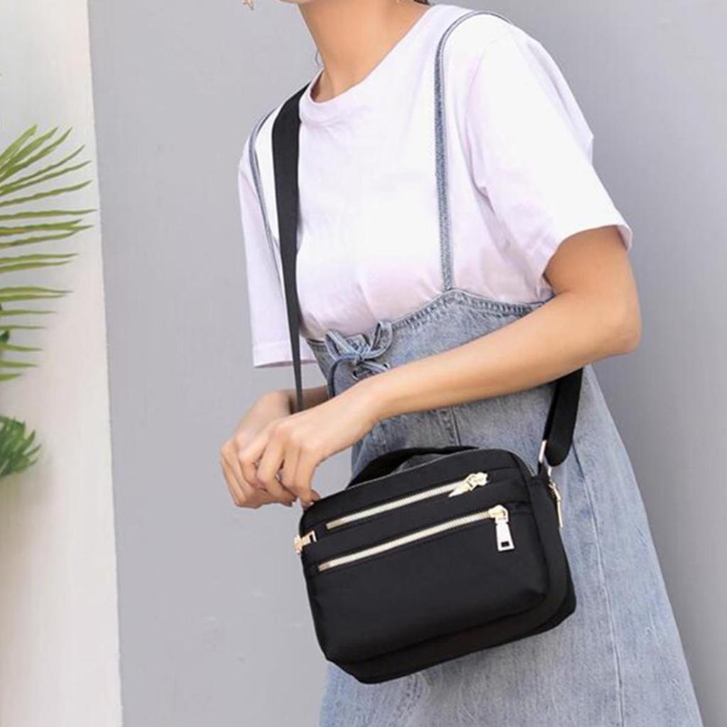 Women Waterproof Nylon Crossbody Shoulder Bags Casual Large Capacity Travel Clutch Bag Female Solid Color Multi-pocket Handbag