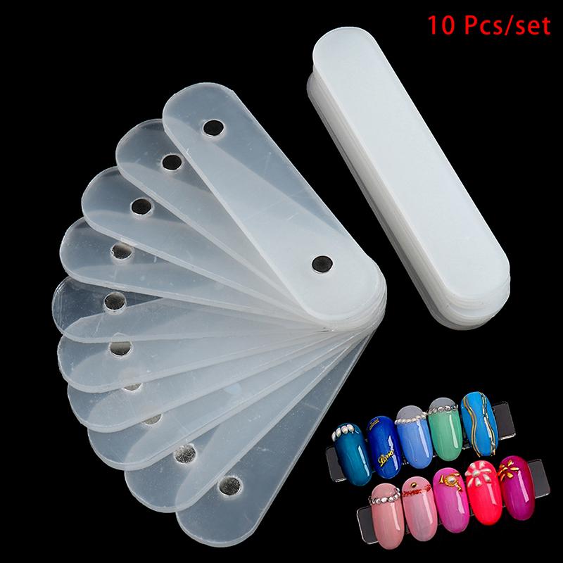 10Pcs Nail Art Tips Sticks Nail Display Acrylic Strips Practice Palette Manicure