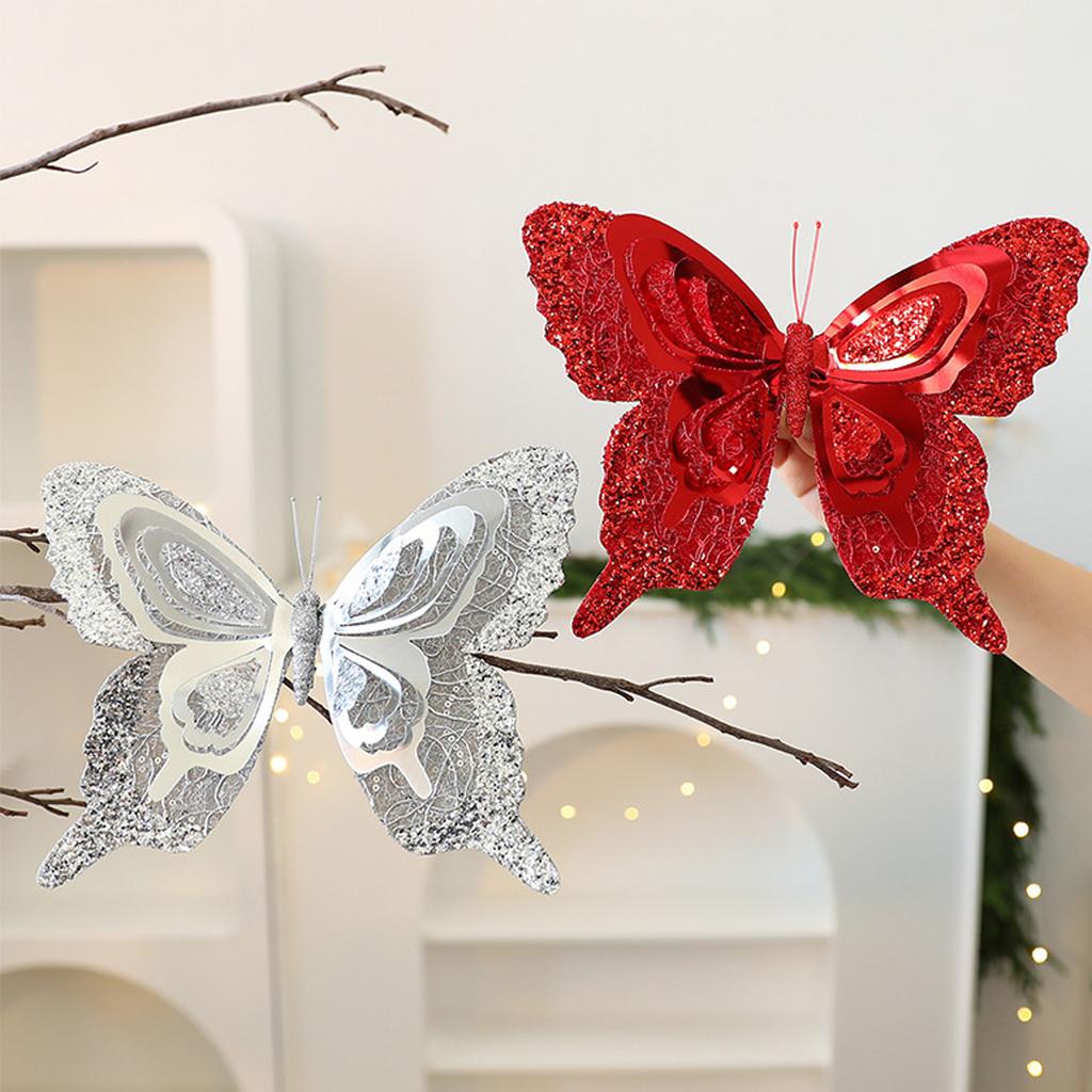 Simulation Butterfly Ornaments Christmas Tree Decoration Sequin Butterfly Christmas Decorations Window