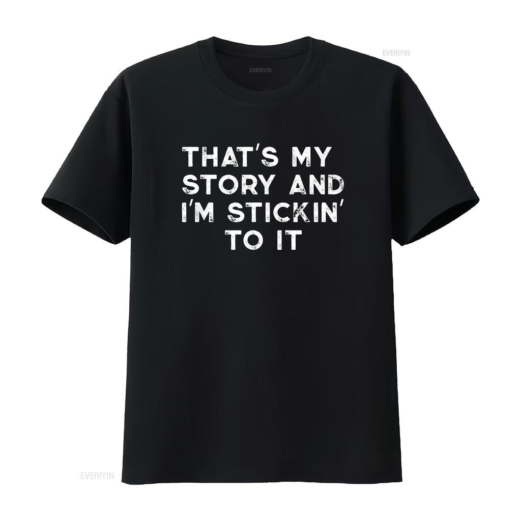 Mens Plausible Deniability Thats my Story and I m Sticking to it T Shirt Black Large vintage Washed designer clothes Soft