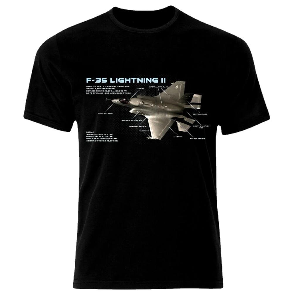 US Air Force Lightening II F35 Fighter Aircraft Jet Blueprint TShirt Summer Cotton Short Sleeve ONeck Mens T Shirt New S3XL