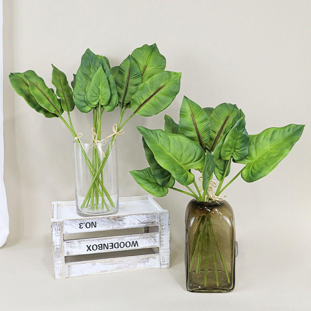 3PCS Green Artificial Palm Leaves Acesorries Water Chestnut Leaves Simulation Leaf Photo Props Heavenly Bird Leaf