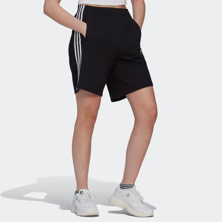 Adidas Originals Stripe Print Straight-Leg Casual Shorts Women Bottoms Black HM2137