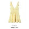 Kaslead New Women Clothes Western Style Fashion Coarse Embroidered Fabric Bow Tie Sleeveless Dress