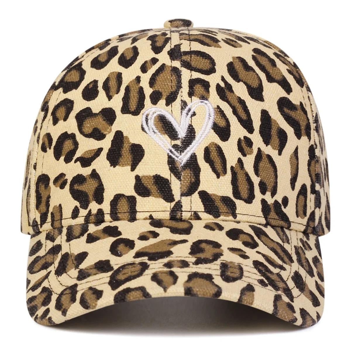

Unisex Love Embroidery Leopard Print Baseball Caps Spring And Autumn Outdoor Adjustable Casual Hats Sunscreen Hat Sports Cap