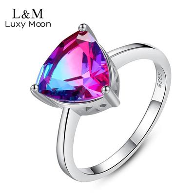 S925 Strieborný prsteň Luxusný prsteň s dúhovým kameňom