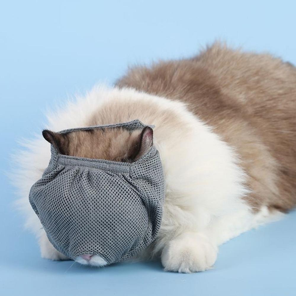 Breathable Cat Muzzle Mesh Cat Mouth Guard Muzzle New Anti Bite Muzzles  Kitten Bathing Bag