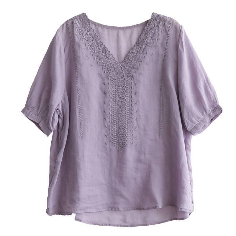 Sommer Kunst Retro Stickerei Kurzarm frauen Lose Top T-Shirts frauen