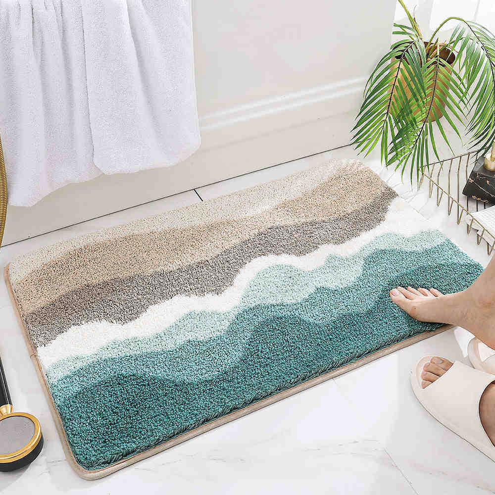 

Gradient Wave Bathroom Anti Slip Rug Quick Drying Water Absorbent Bathroom Hallway Mat Ins Style Home Decor 40X60CM(1.3X2FT