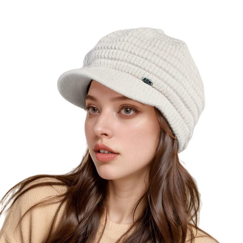 Solid Color Beanie Cap Wool Snow Ski Caps Fashion Newsboy Beret  Winter