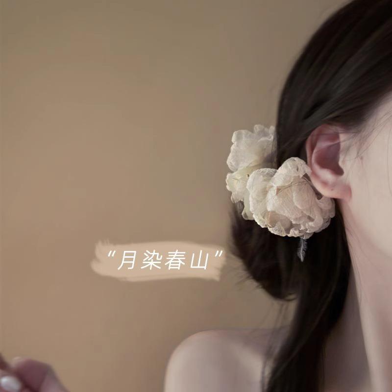 Atmosphere Feather Flower Grab Clip Women's High End French Gentle Peony Hair Temperament Shark Accessories