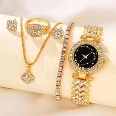 Set da 5 pezzi da donna orologio al quarzo e bracciale con strass - Alla moda e versatile