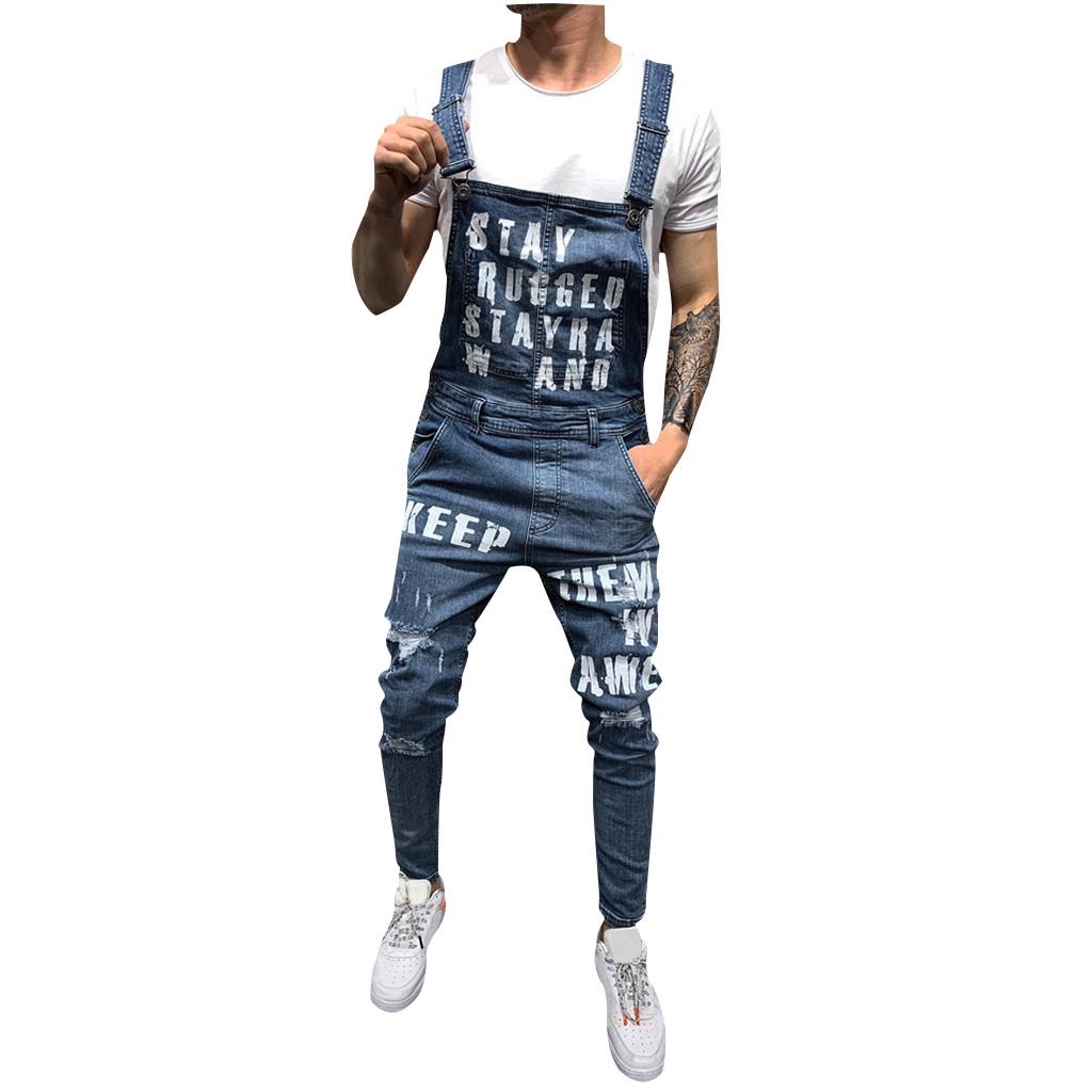 Pánské kalhoty Hole Pocket Jeans Overal Streetwear Overal