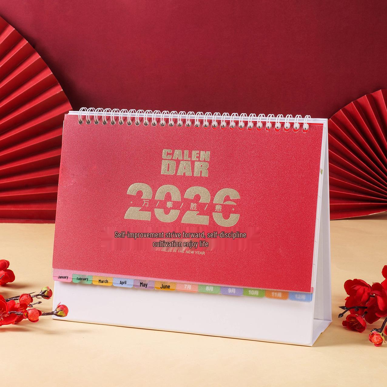 Chinese Cartoon Horse Year Desk Calendar: Customizable Tabletop Ornament & Corporate Culture Promotion Memo Calendar 2026