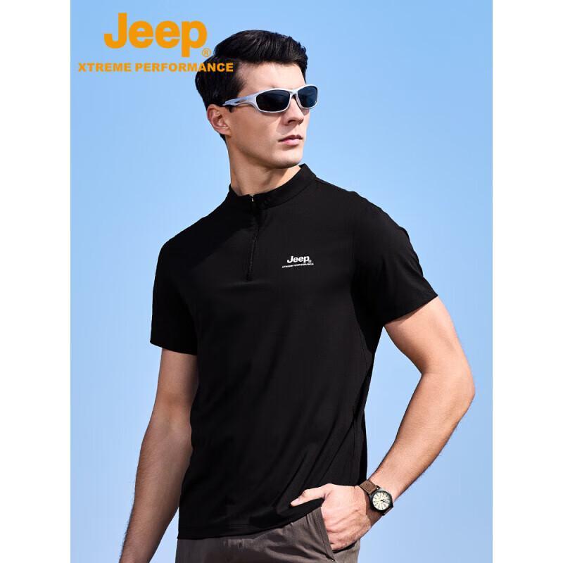 

JEEP Men s 2025 Stand Collar Cooling Short Sleeve T-Shirt L