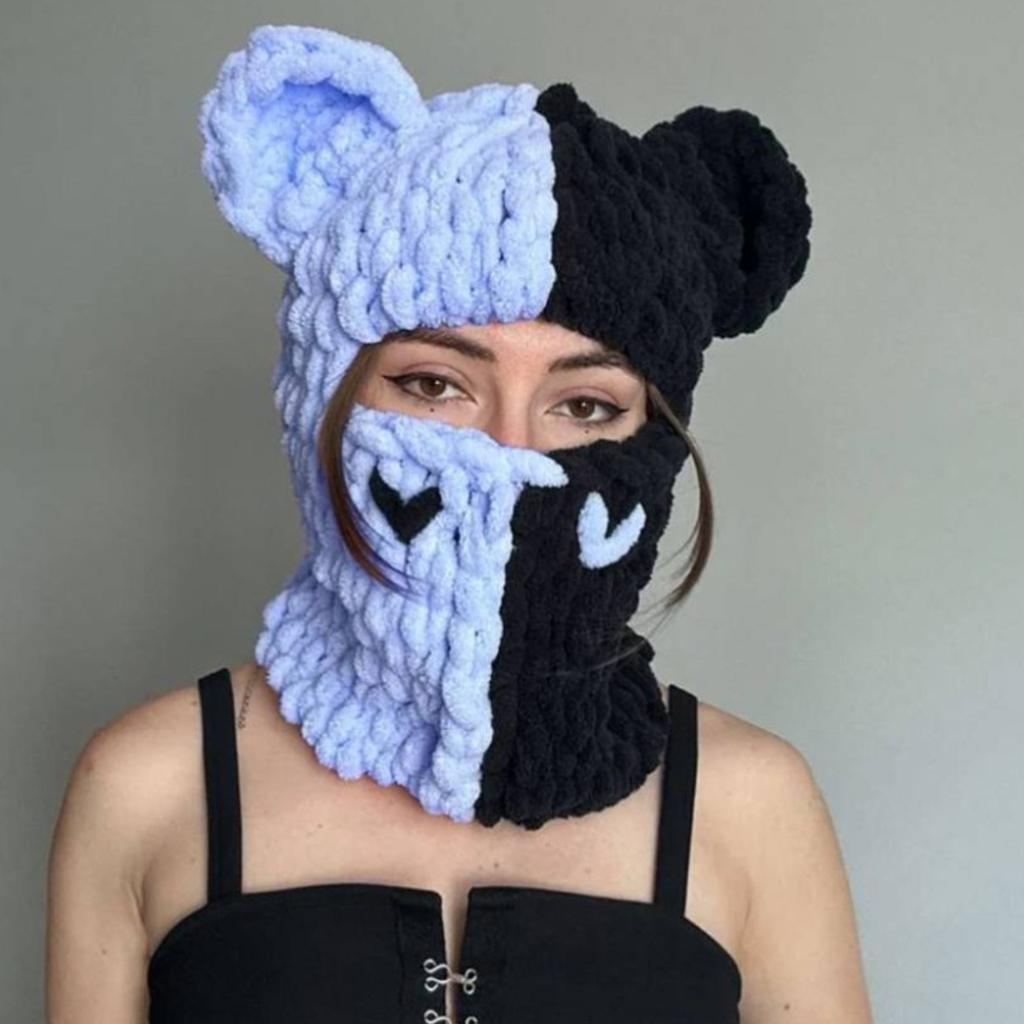 Knitted Full Face Ski Mask Winter Balaclava Face Cover for Outdoor Sports Novelty Knitting Beanie