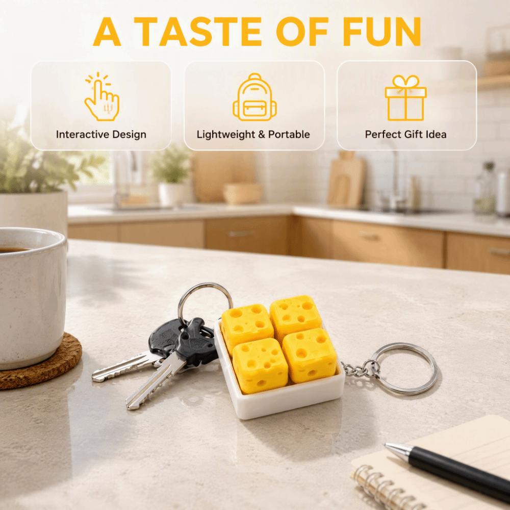 Squeeze Sound Cheese Clicker Fidget Keychain Portable Mechanical Keyboard Keychain Holiday Gift