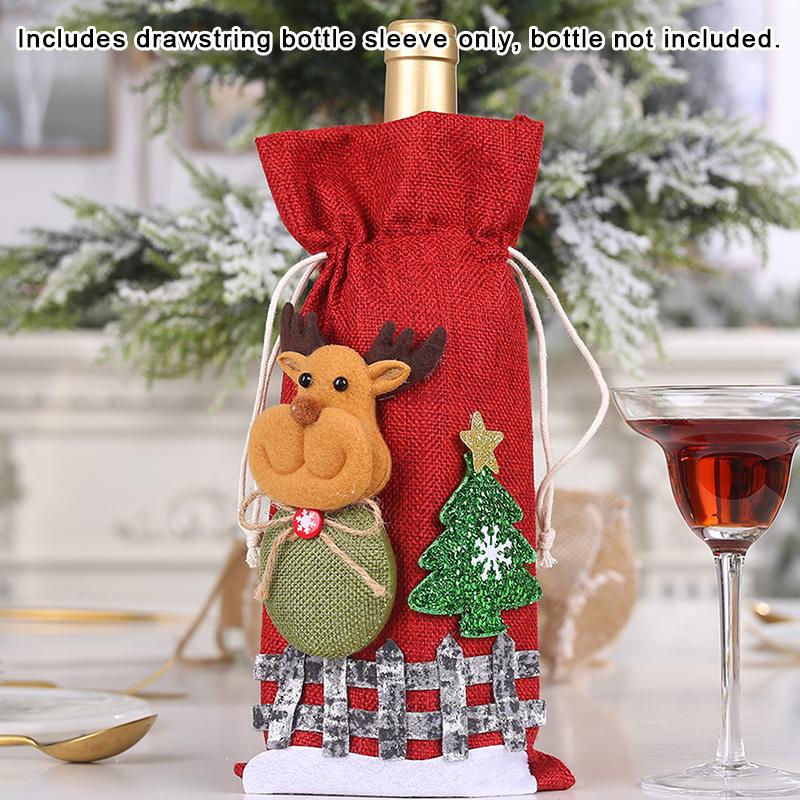 Christmas Wine Bottle Covers Bag Snowman Santa Claus Champagne Bottle Cover Sleeve Merry Christmas  Year Table Decorations