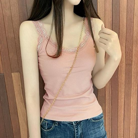 Women's Slim-Fit Lace Splicing Backless V-Neck Camisole