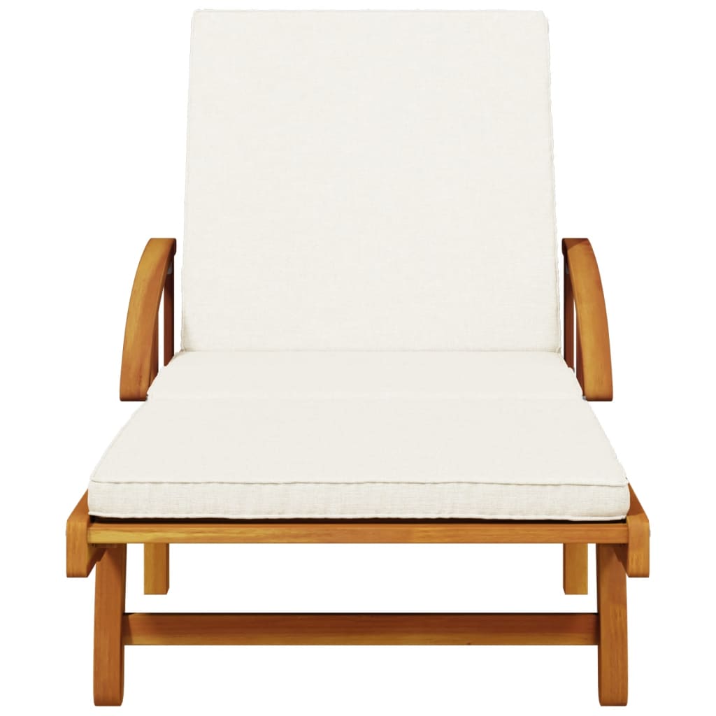 Sun Loungers With Cushions, 2 Pcs, 200X68X83 Cm, Solid Acacia Wood