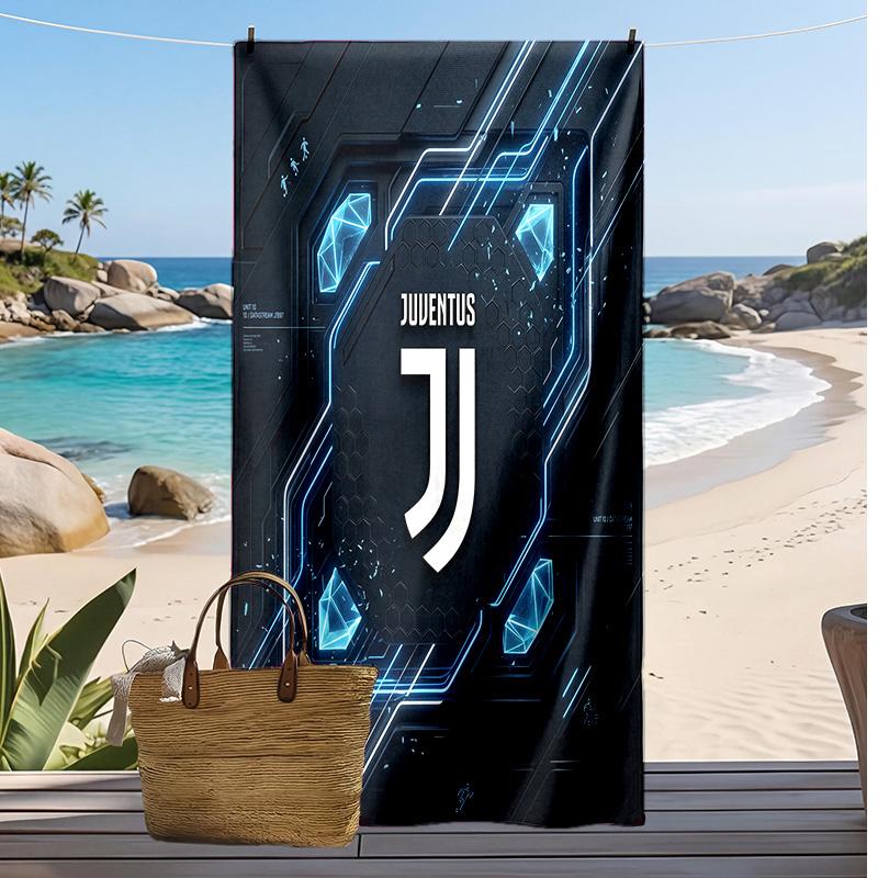Juventus FC Printed Beach Towel Quick Dry Soft TowelPortable Large Rectangular Beach Blanket for Travel Swimming Pool