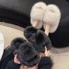 Autumn and Winter New Fluffy Slippers Women's Large Size Thick-soled Plush Women's Slippers Room + Soft-soled Household Cotton Slippers