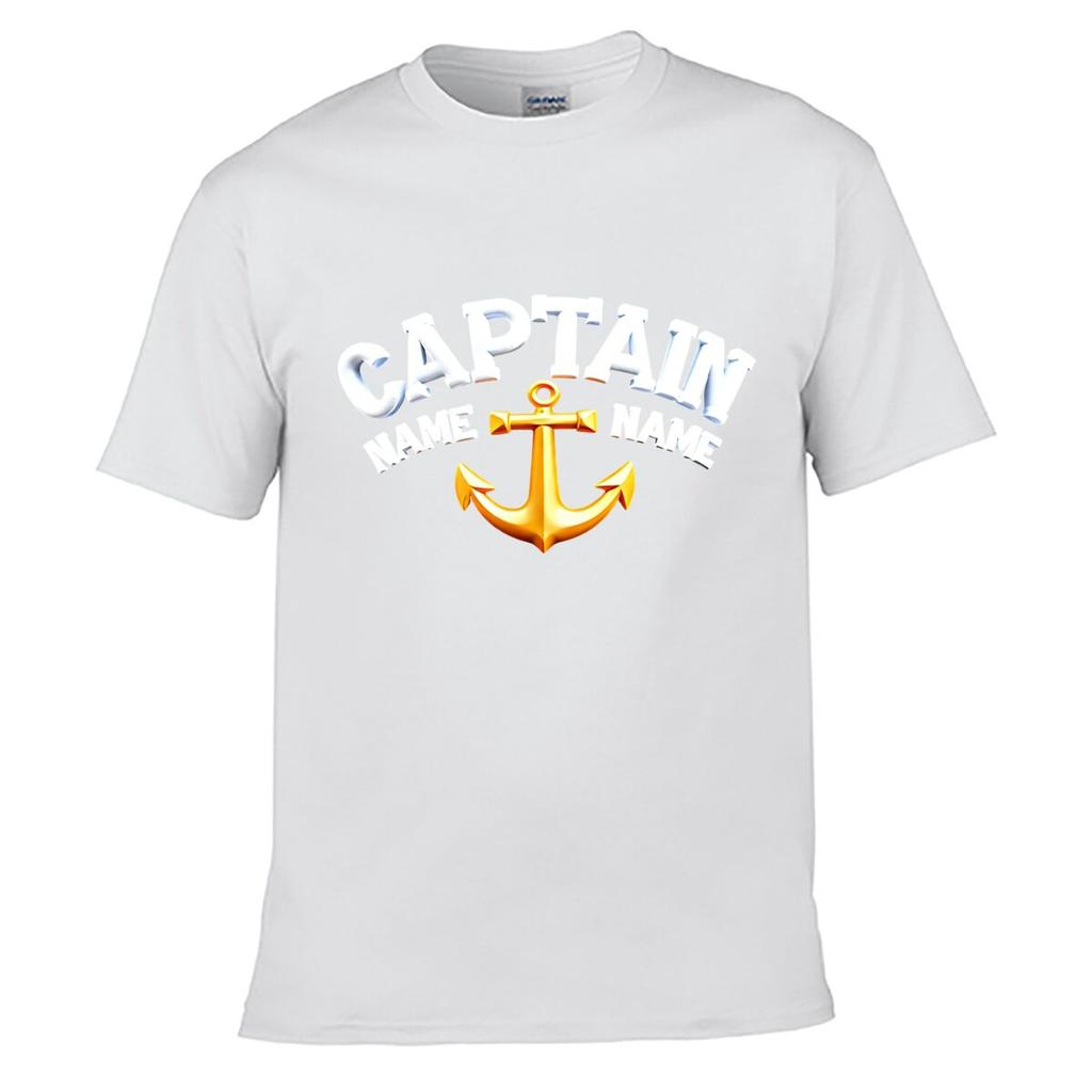 Captain Anchor Nautical Badge Street Distressed Washed Loose Simple Tee