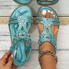 Bohemian Rhinestone Flat Sandals - European & American Beach Style Women's Summer Shoes