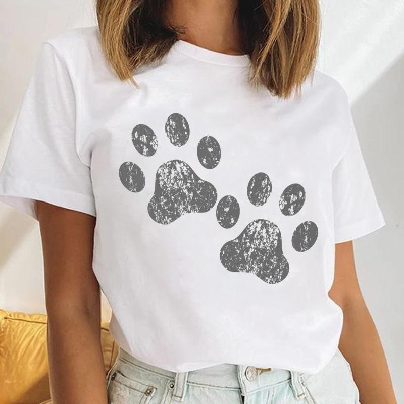 Women's Animal Claw Printed Summer T-shirt Comfortable Soft Simple Fashion Women's Short Sleeve Cotton T-shirt