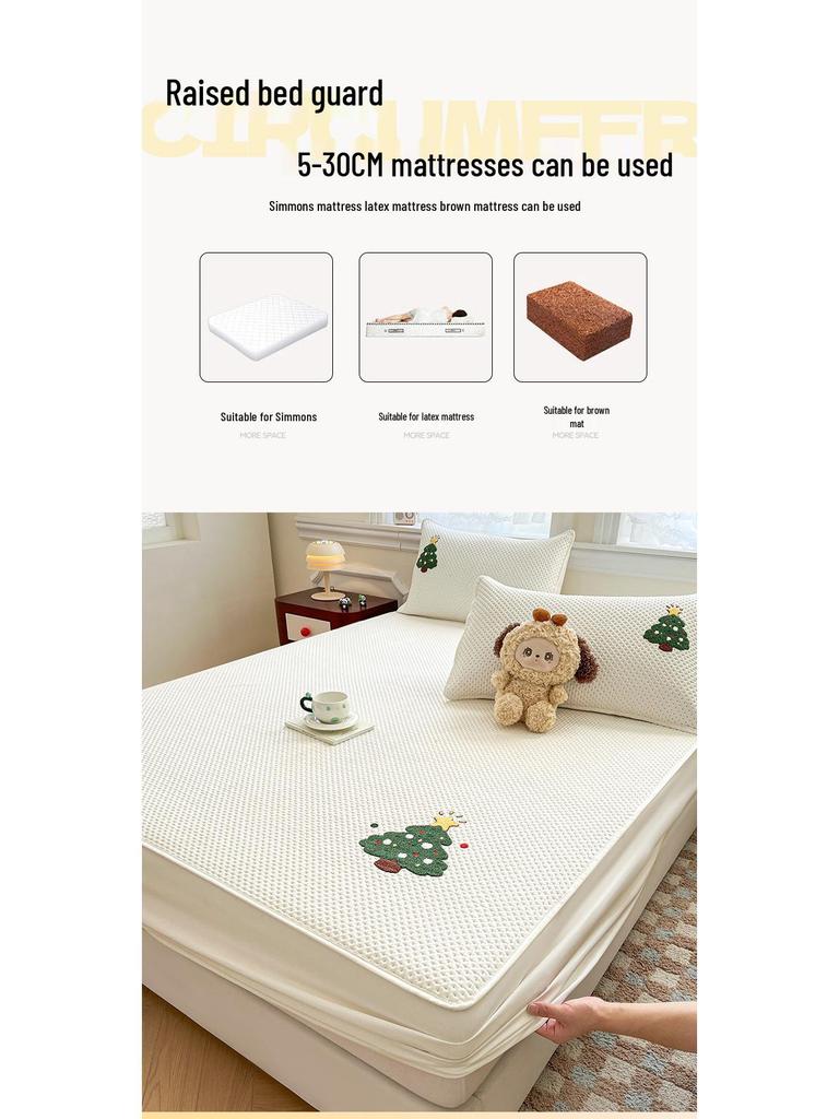 Spring & Summer Chenille Embroidery Quilted Fitted Sheet Mattress Protector