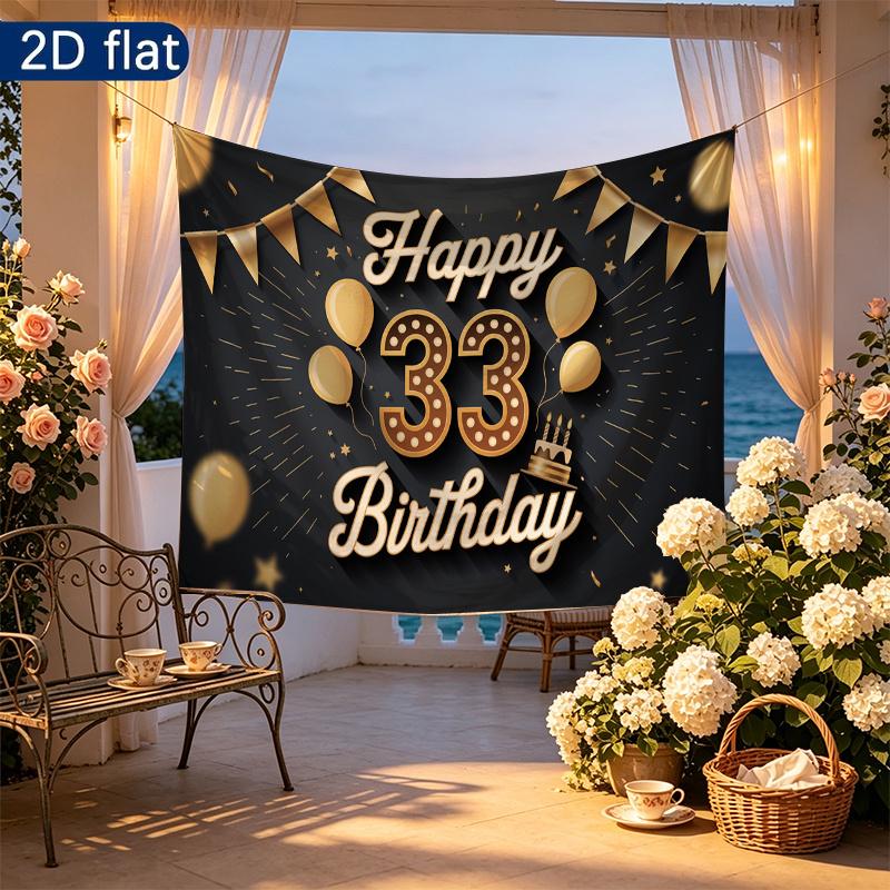 1pc Birthday & Wedding 33rd Number Elegant Hanging Banner