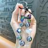Beaded Heart Keychain Pendant - Candy Color Block Design