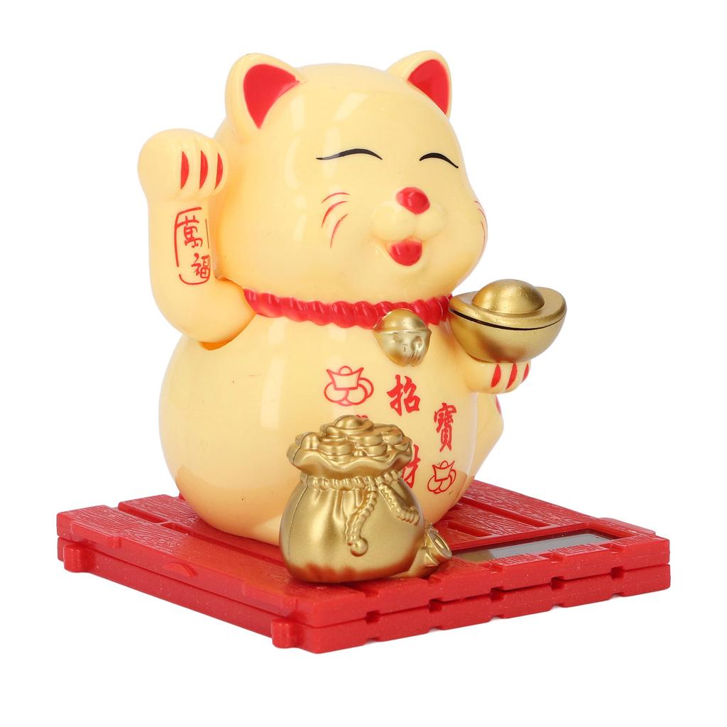   Cat Waving Arm Vivid Lovely Chinese Cat Solar Fortune Cat Statue Decoration for Decorating Front Desk Car Business Openings
