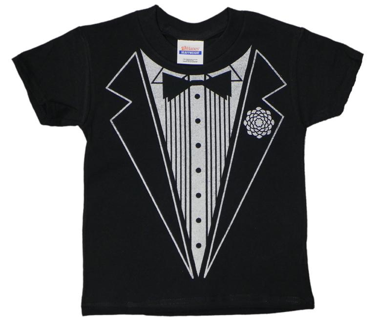 Kids youth toddler size black Tuxedo design funny tee shirt tux t-shirt S
