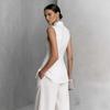 European-American Cotton Linen Drape Sleeveless Shirt & Long Pants Fashion Set